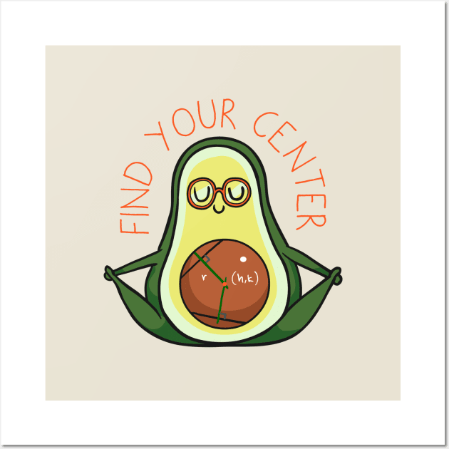 Find Your Center Avocado Yoga Wall Art by huebucket